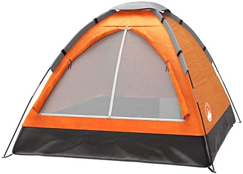 2-Person Camping Tent - Includes Rain Fly and Carrying Bag - Lightweight Compact Outdoor Tent for Backpacking, Hiking, or Beaches by Wakeman (Orange)