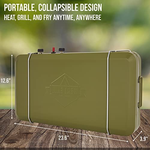 Hike Crew 2-in-1 Gas Camping Stove | Portable Propane Grill/Stove Burner w/Integrated Igniter & Stainless Steel Drip Tray | Built-in Carrying Handle, Foldable Legs & Wind Panels | Includes Regulator - Image 6